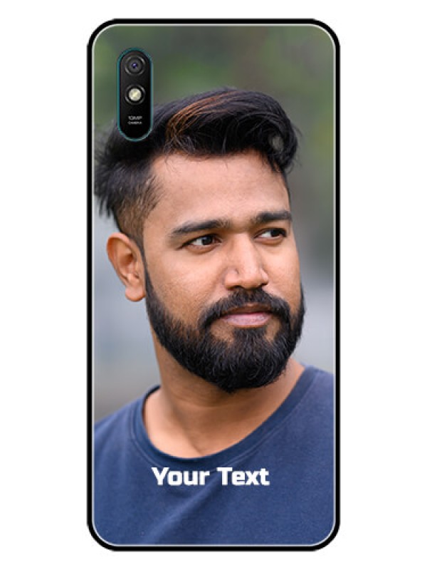 Custom Redmi 9i Sport Glass Mobile Cover: Photo with Text