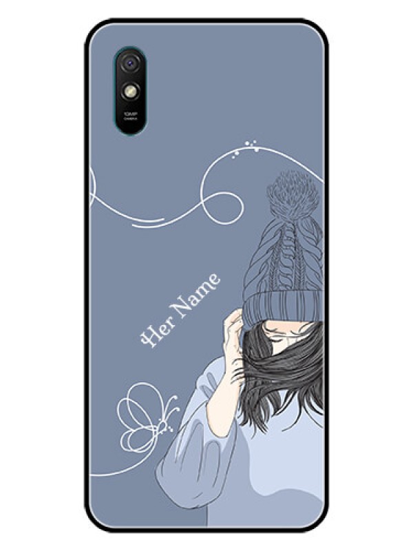 Custom Xiaomi Redmi 9I Sport Custom Glass Mobile Case - Girl in winter outfit Design