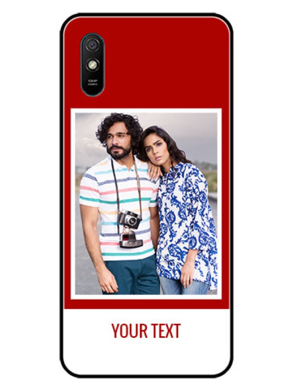 Custom Redmi 9i Personalized Glass Phone Case  - Simple Red Color Design