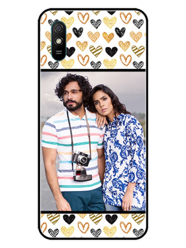 Custom Redmi 9i Photo Printing on Glass Case  - Love Symbol Design