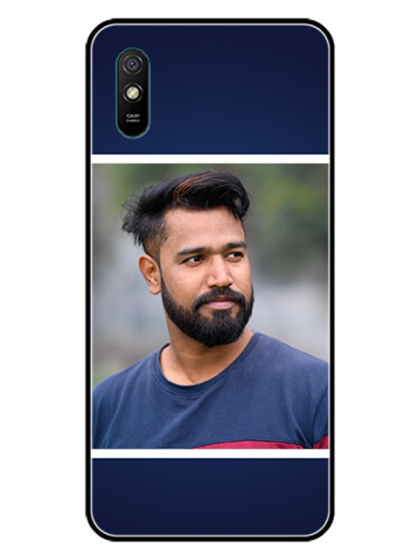 Custom Redmi 9i Personalized Glass Phone Case  - Simple Royal Blue Design