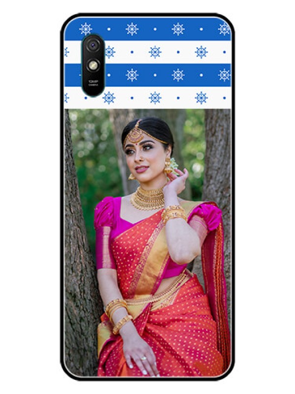 Custom Redmi 9i Photo Printing on Glass Case  - Snow Pattern Design