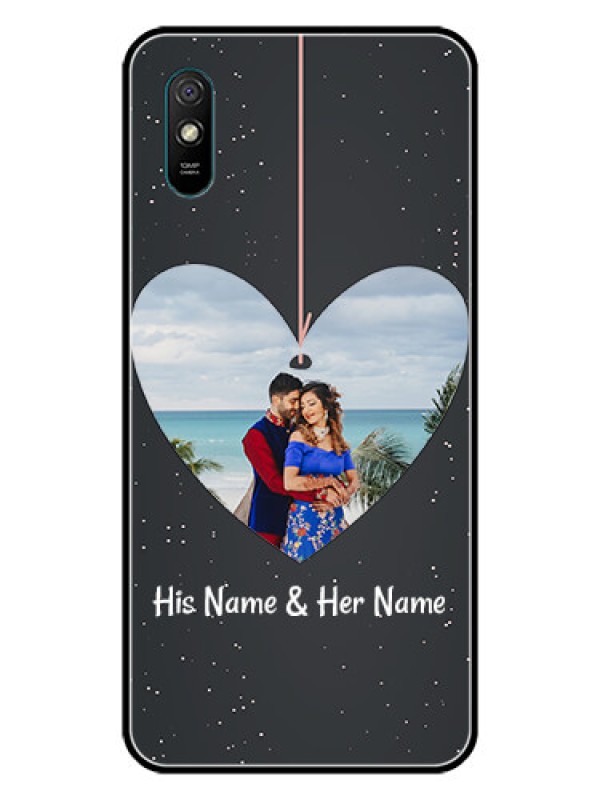 Custom Redmi 9i Custom Glass Phone Case  - Hanging Heart Design