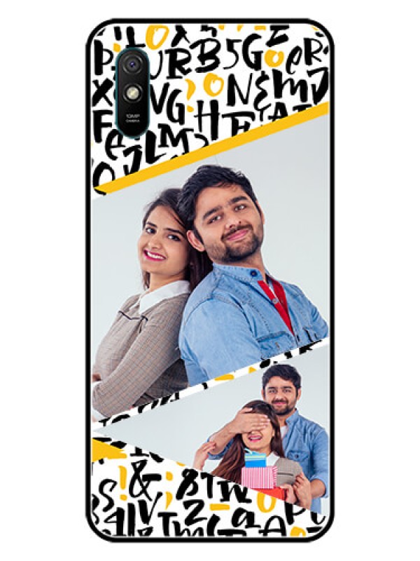 Custom Redmi 9i Custom Glass Mobile Case  - Letters Pattern Design
