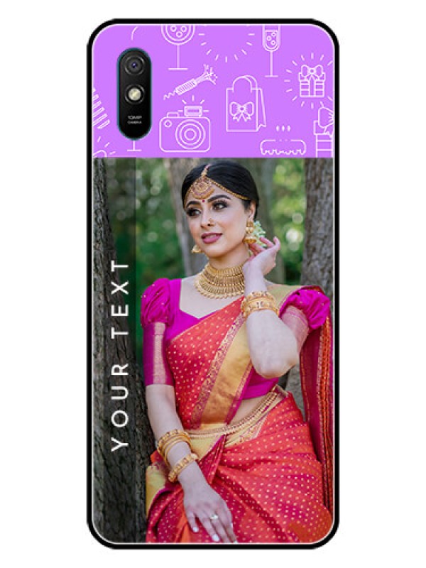 Custom Redmi 9i Custom Glass Mobile Case  - Birthday Icons Design