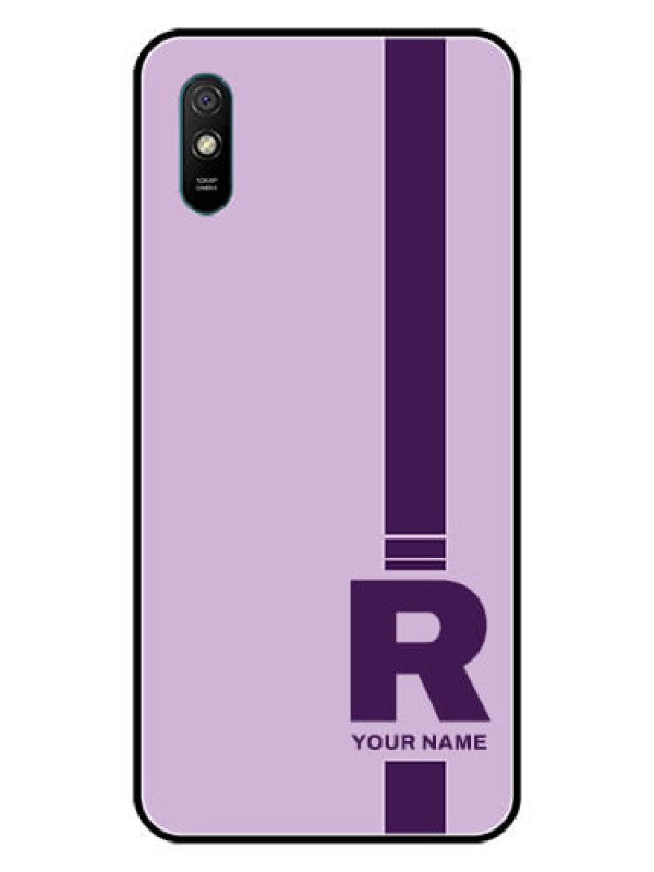 Custom Xiaomi Redmi 9I Photo Printing on Glass Case - Simple dual tone stripe with name Design