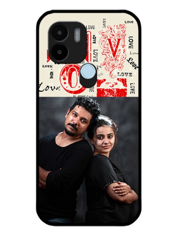 Custom Xiaomi Redmi A1 Plus Photo Printing on Glass Case - Trendy Love Design Case