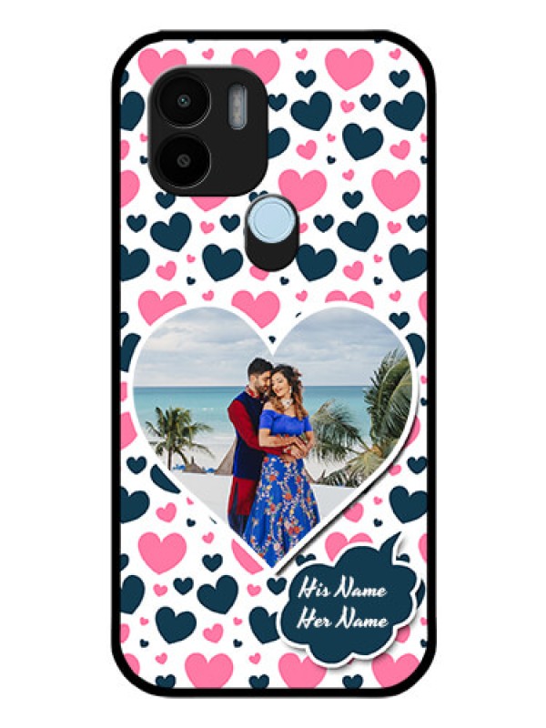 Custom Xiaomi Redmi A1 Plus Custom Glass Phone Case - Pink & Blue Heart Design