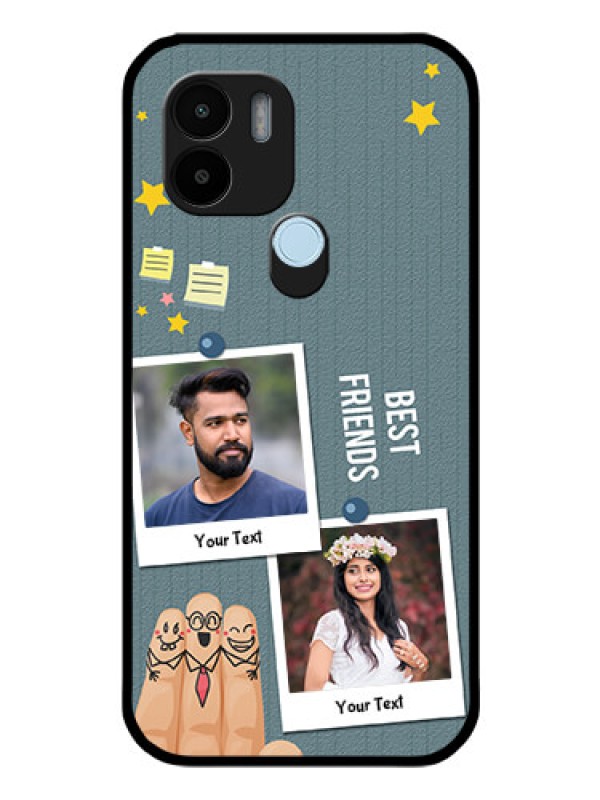 Custom Xiaomi Redmi A1 Plus Personalized Glass Phone Case - Sticky Frames and Friendship Design