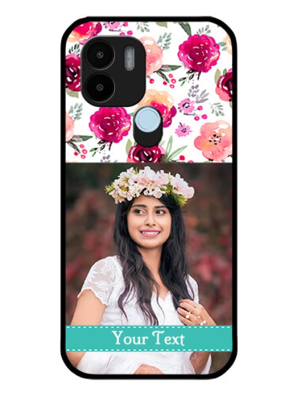 Custom Xiaomi Redmi A1 Plus Custom Glass Phone Case - Watercolor Floral Design