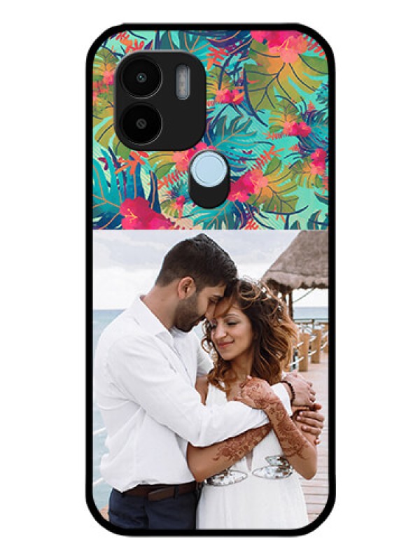 Custom Xiaomi Redmi A1 Plus Photo Printing on Glass Case - Watercolor Floral Design