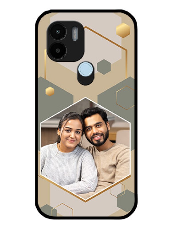 Custom Xiaomi Redmi A1 Plus Photo Printing on Glass Case - Stylish Hexagon Pattern Design