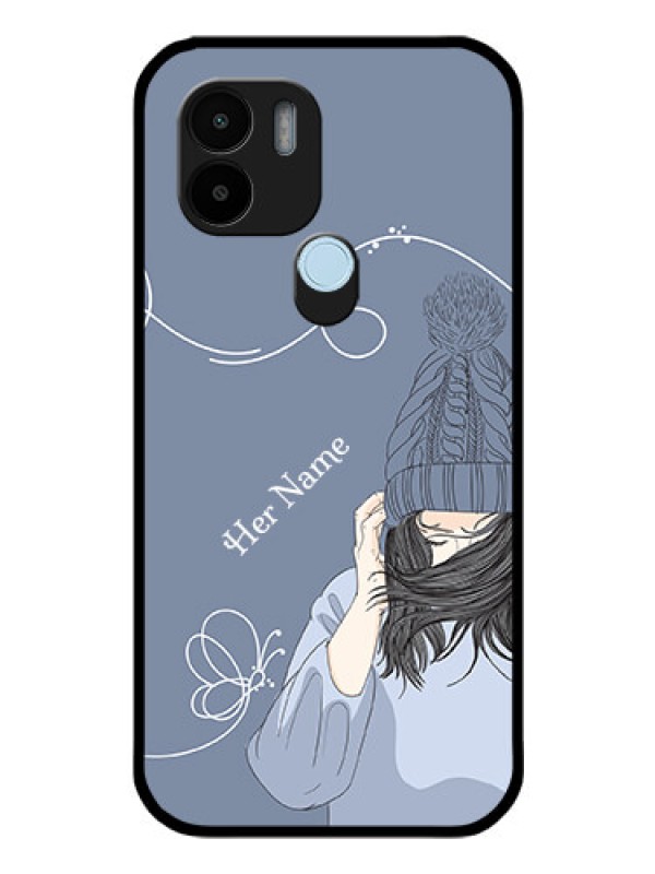 Custom Xiaomi Redmi A1 Plus Custom Glass Mobile Case - Girl in winter outfit Design