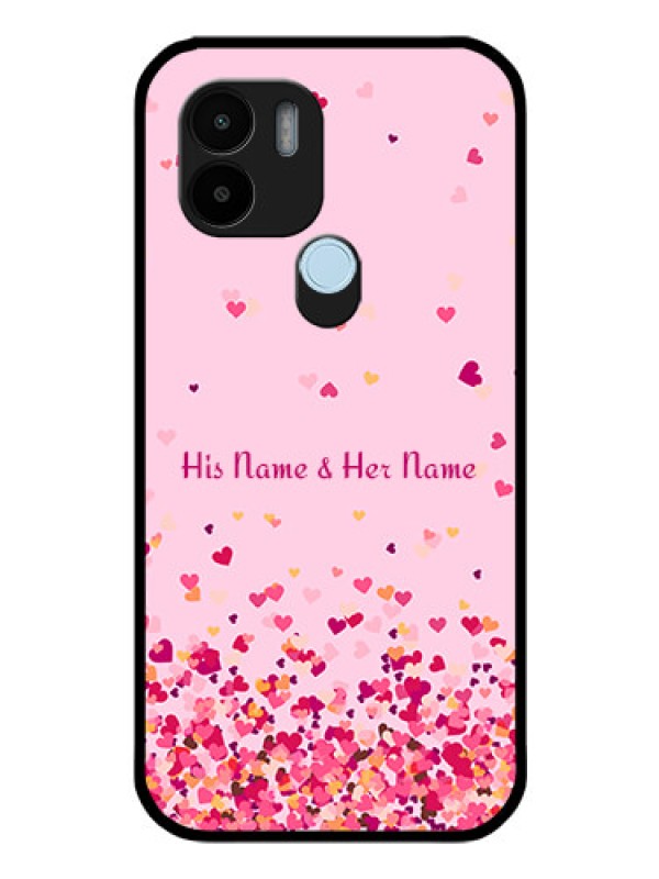 Custom Xiaomi Redmi A1 Plus Photo Printing on Glass Case - Floating Hearts Design