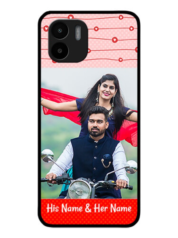 Custom Redmi A1 Personalized Glass Phone Case - Red Pattern Case Design