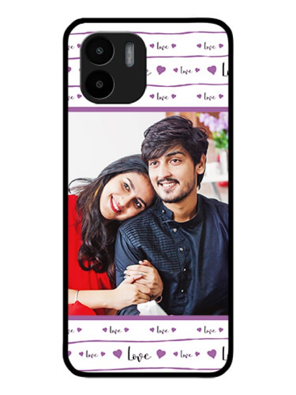 Custom Redmi A1 Custom Glass Mobile Case - Couples Heart Design