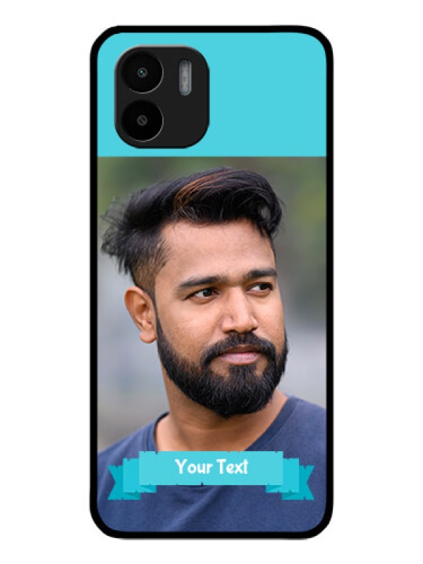 Custom Redmi A1 Personalized Glass Phone Case - Simple Blue Color Design