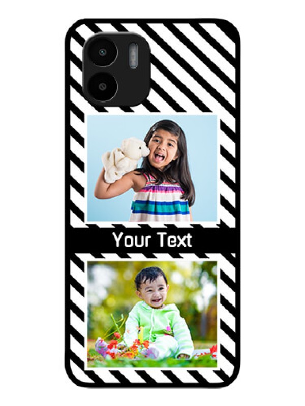 Custom Redmi A1 Photo Printing on Glass Case - Black And White Stripes Design