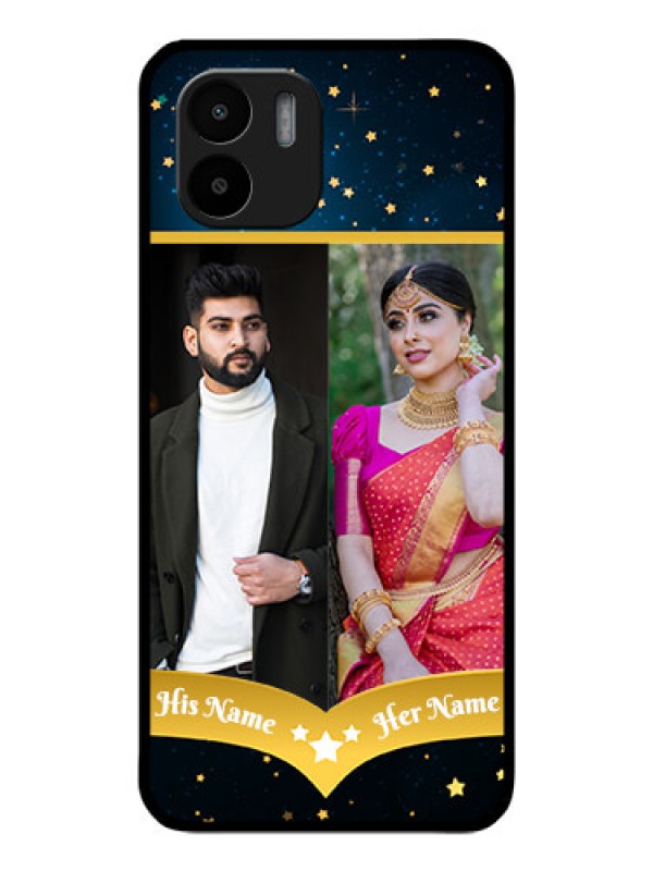 Custom Redmi A1 Custom Glass Phone Case - Galaxy Stars Backdrop Design