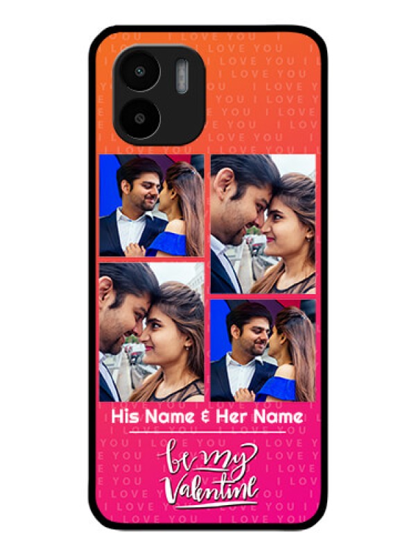 Custom Redmi A1 Custom Glass Phone Case - I Love You Pink Design