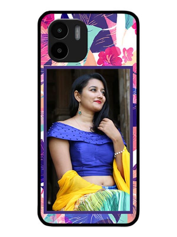 Custom Redmi A1 Custom Glass Mobile Case - Abstract Floral Design