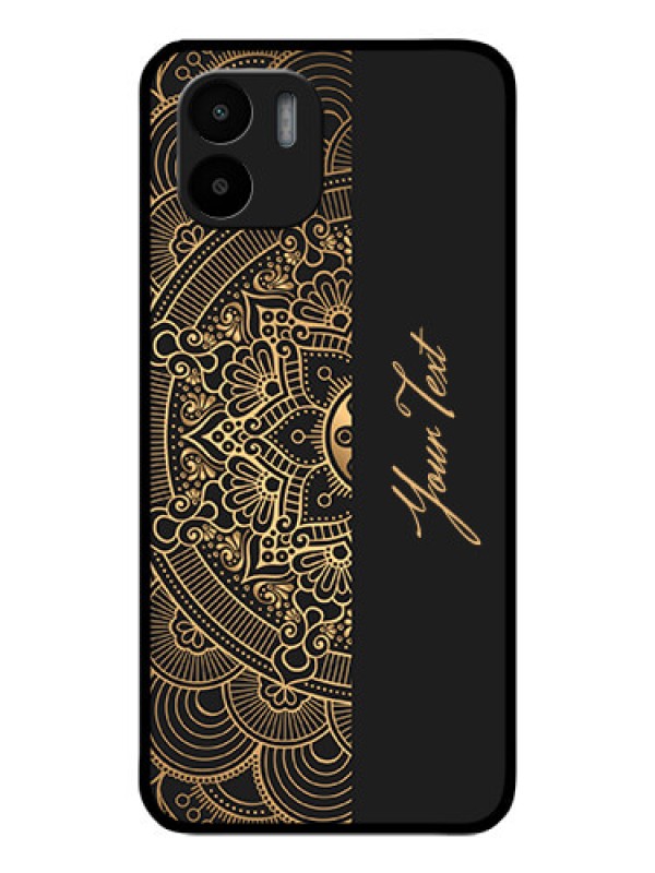 Custom Xiaomi Redmi A1 Photo Printing on Glass Case - Mandala art with custom text Design