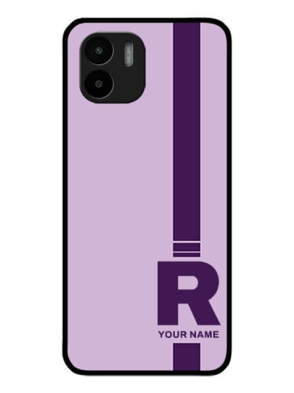 Custom Xiaomi Redmi A1 Photo Printing on Glass Case - Simple dual tone stripe with name Design