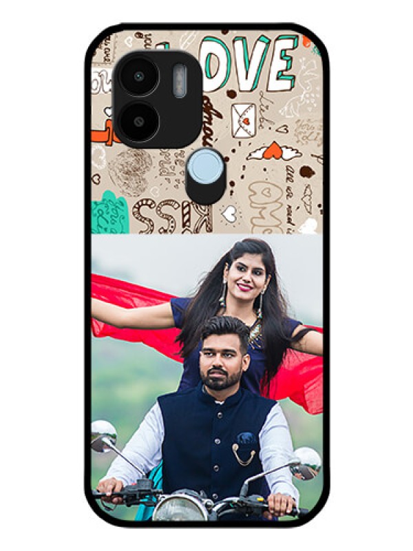 Custom Xiaomi Redmi A2 Plus Custom Glass Phone Case - Love Doodle Pattern