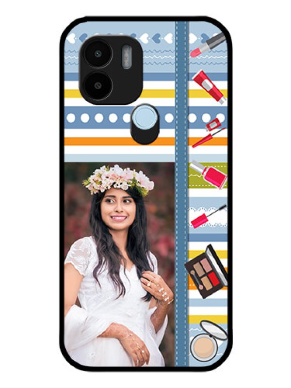 Custom Xiaomi Redmi A2 Plus Personalized Glass Phone Case - Makeup Icons Design