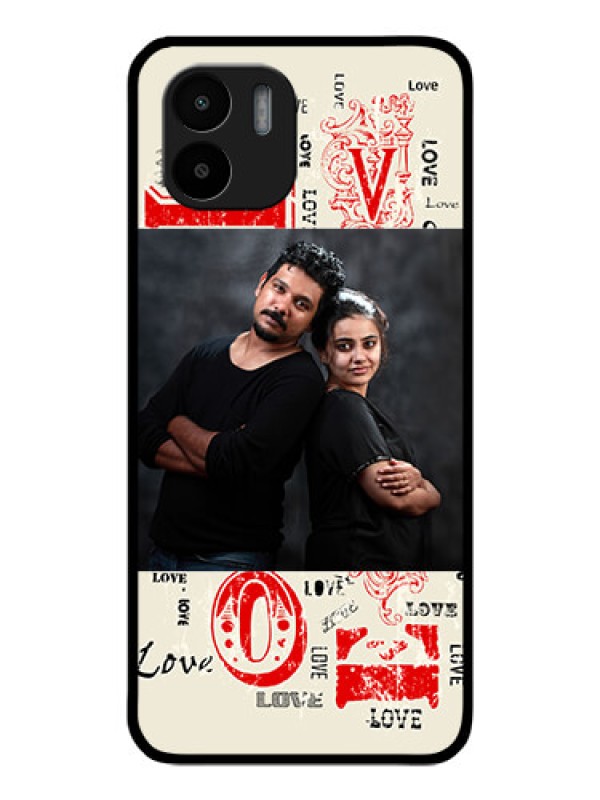 Custom Xiaomi Redmi A2 Photo Printing on Glass Case - Trendy Love Design Case
