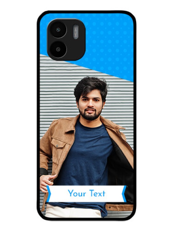 Custom Xiaomi Redmi A2 Photo Printing on Glass Case - Simple Blue Color Design