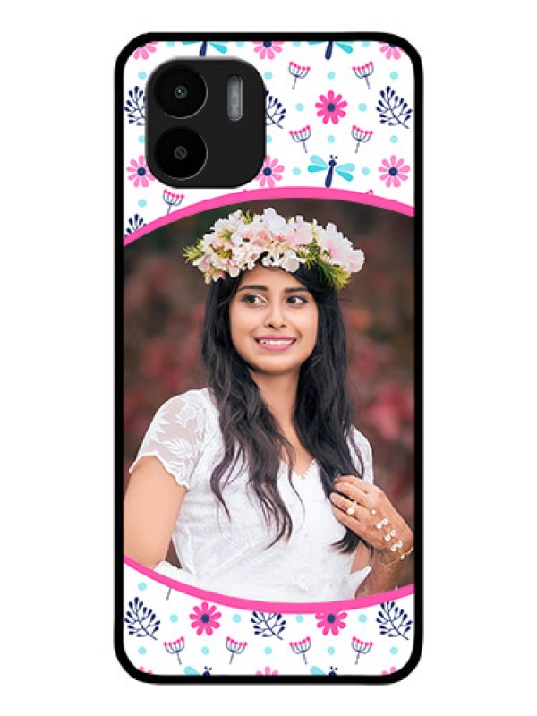 Custom Xiaomi Redmi A2 Photo Printing on Glass Case - Colorful Flower Design