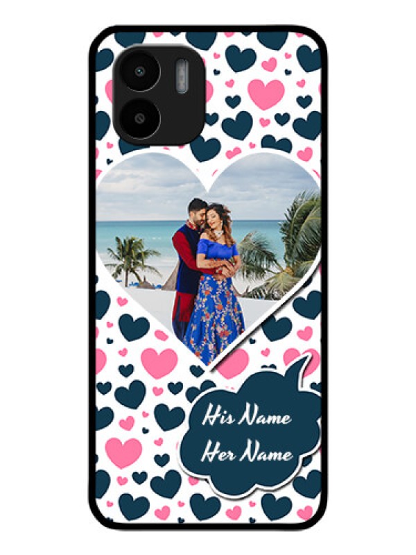 Custom Xiaomi Redmi A2 Custom Glass Phone Case - Pink & Blue Heart Design