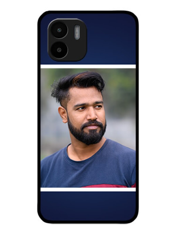 Custom Xiaomi Redmi A2 Personalized Glass Phone Case - Simple Royal Blue Design