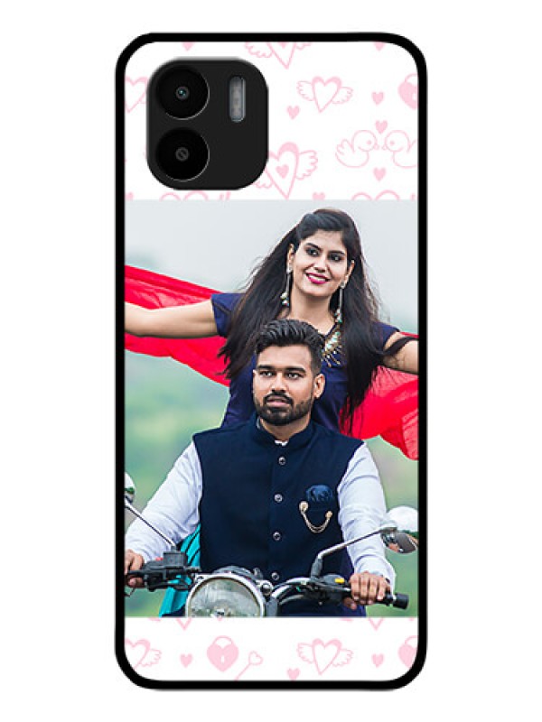 Custom Xiaomi Redmi A2 Custom Glass Mobile Case - Pink Flying Heart Design
