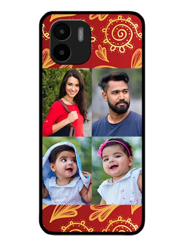 Custom Xiaomi Redmi A2 Photo Printing on Glass Case - 4 Image Traditional Design