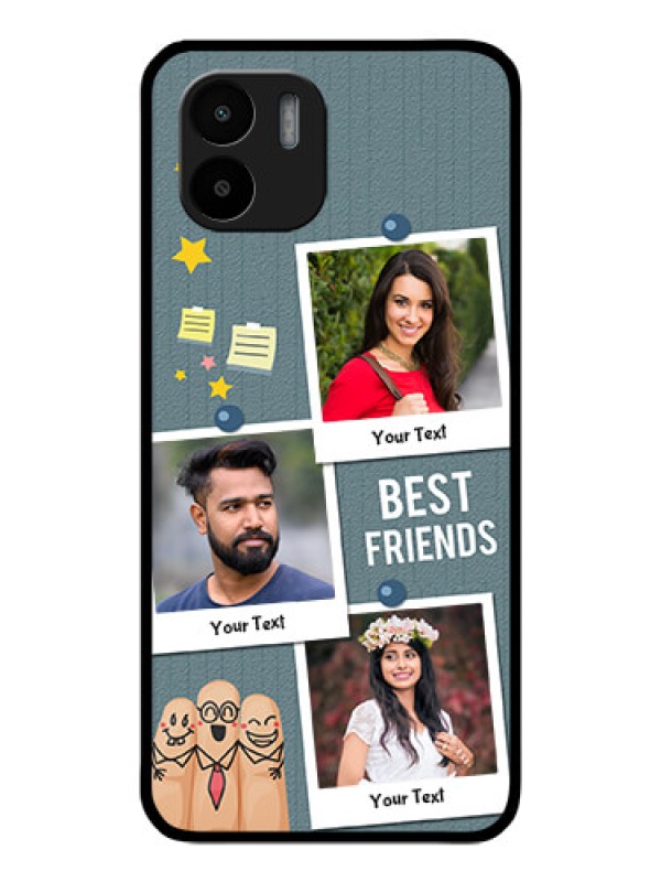 Custom Xiaomi Redmi A2 Personalized Glass Phone Case - Sticky Frames and Friendship Design