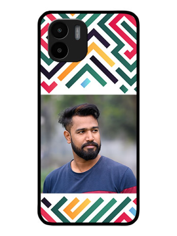 Custom Xiaomi Redmi A2 Personalized Glass Phone Case - Colorful Maze Pattern Design