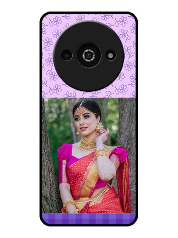 Custom Redmi A3X Custom Glass Phone Case - Purple Floral Design