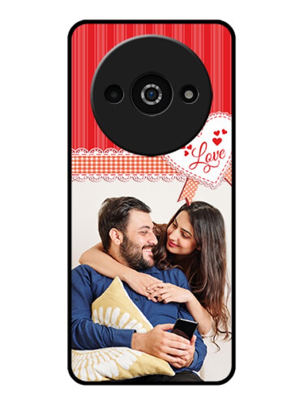 Custom Redmi A3X Custom Glass Phone Case - Red Love Pattern Design