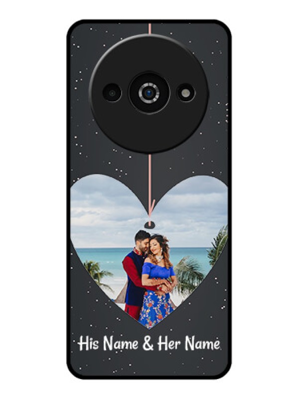 Custom Redmi A3X Custom Glass Phone Case - Hanging Heart Design