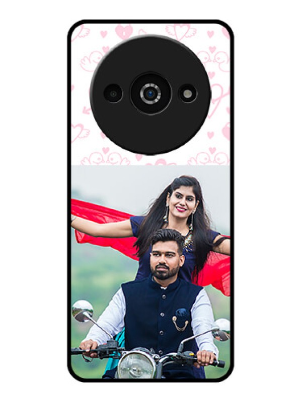 Custom Redmi A3X Custom Glass Phone Case - Pink Flying Heart Design
