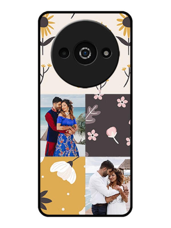 Custom Redmi A3X Custom Glass Phone Case - 3 Images With Floral Design