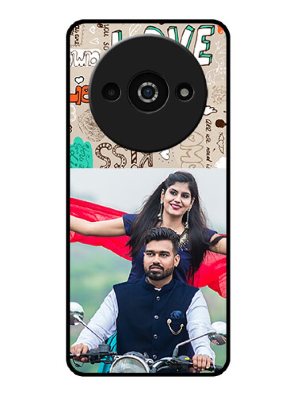 Custom Redmi A3X Custom Glass Phone Case - Love Doodle Pattern