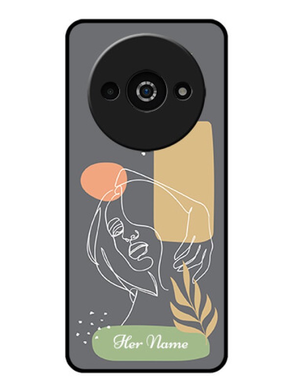 Custom Redmi A3X Custom Glass Phone Case - Gazing Woman Line Art Design