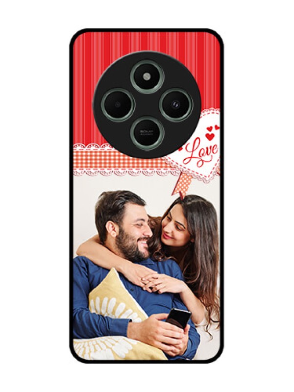 Custom redmi A4 5G Custom Glass Phone Case - Red Love Pattern Design