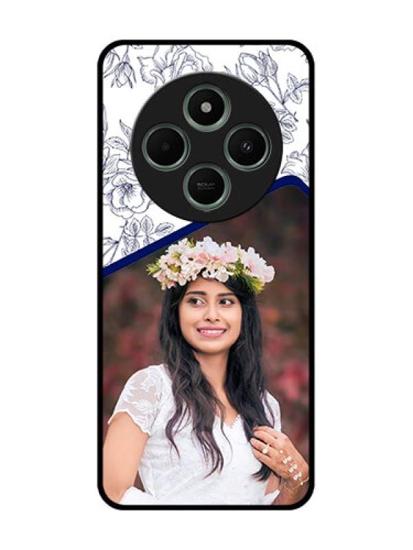 Custom redmi A4 5G Custom Glass Phone Case - Classy Floral Design
