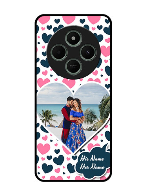 Custom redmi A4 5G Custom Glass Phone Case - Pink & Blue Heart Design