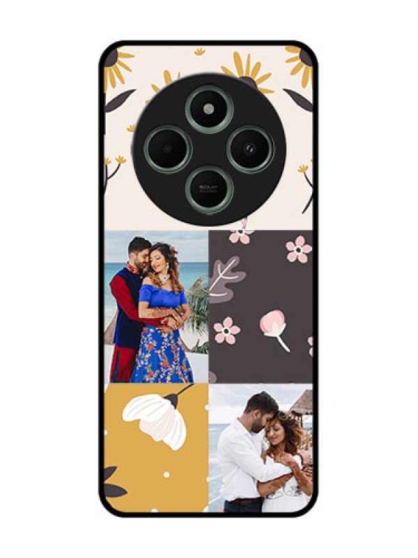 Custom redmi A4 5G Custom Glass Phone Case - 3 Images With Floral Design