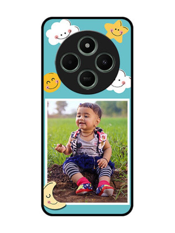 Custom redmi A4 5G Custom Glass Phone Case - Smiley Kids Stars Design